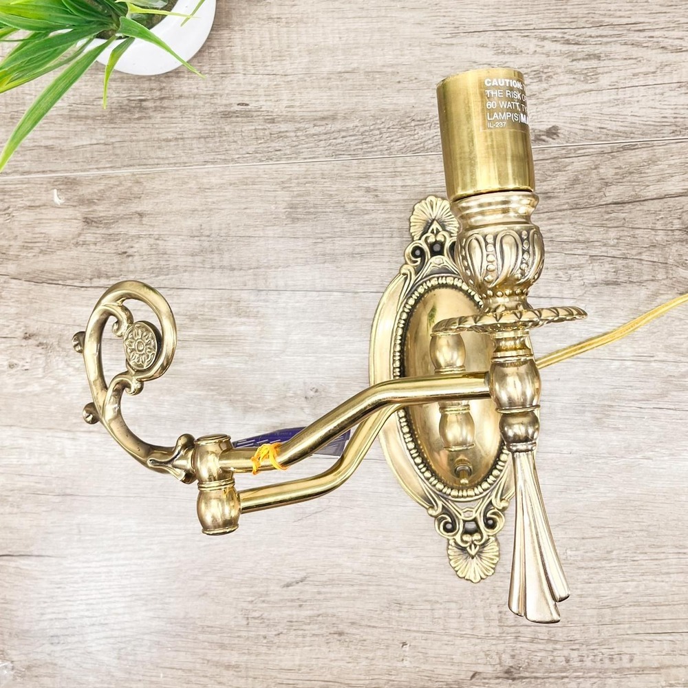 Brass Victorian Wall Light: Gold Swing Arm Lighting